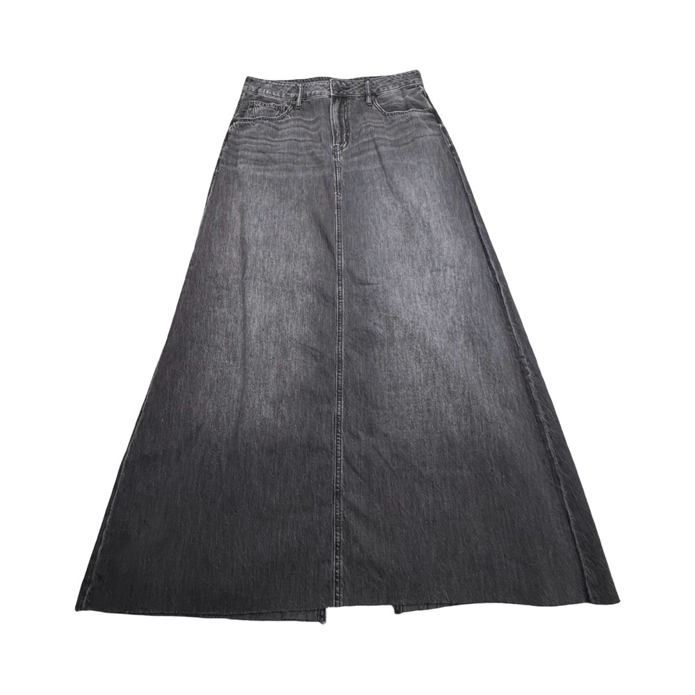 American Eagle Maxi Skirt Women 6 28x38 Black Denim Comfort Stretch Grunge